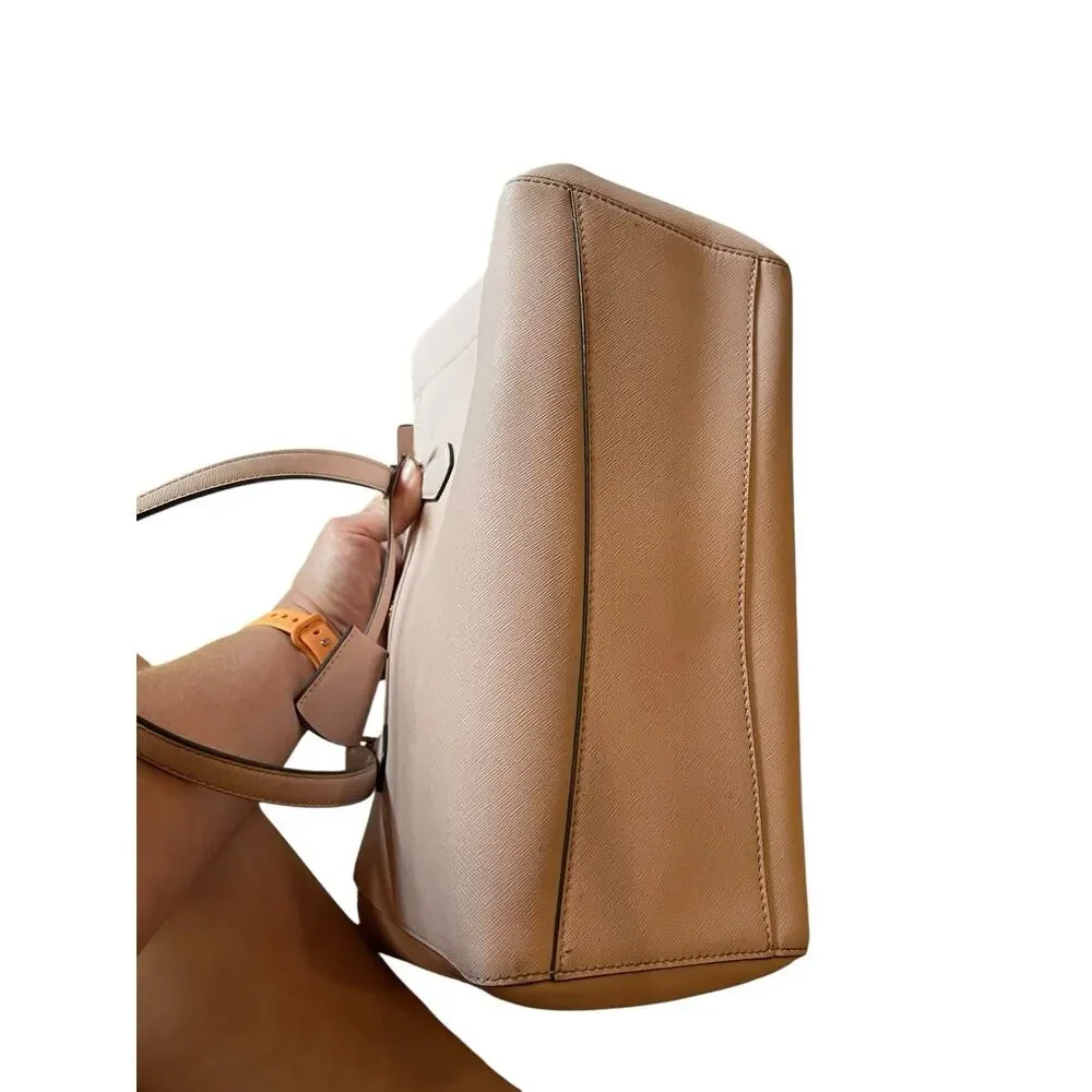 Tory Burch Tote Bag Shoulder Bag Robinson Medium Leather Pink Gold Color Logo